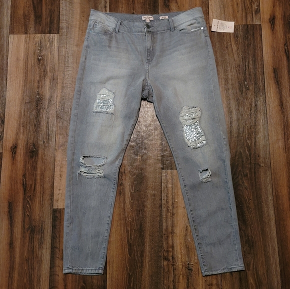 Juicy Couture Denim - Juicy Couture Gray Distressed Sequin Jeans Size 16